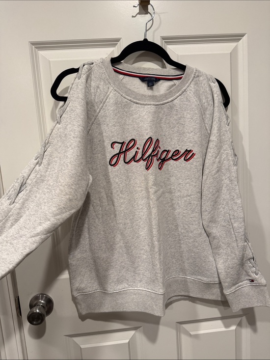 Tommy Hilfiger Tops - Tommy Hilfiger Heather Gray Sweatshirt with Red & Navy Script